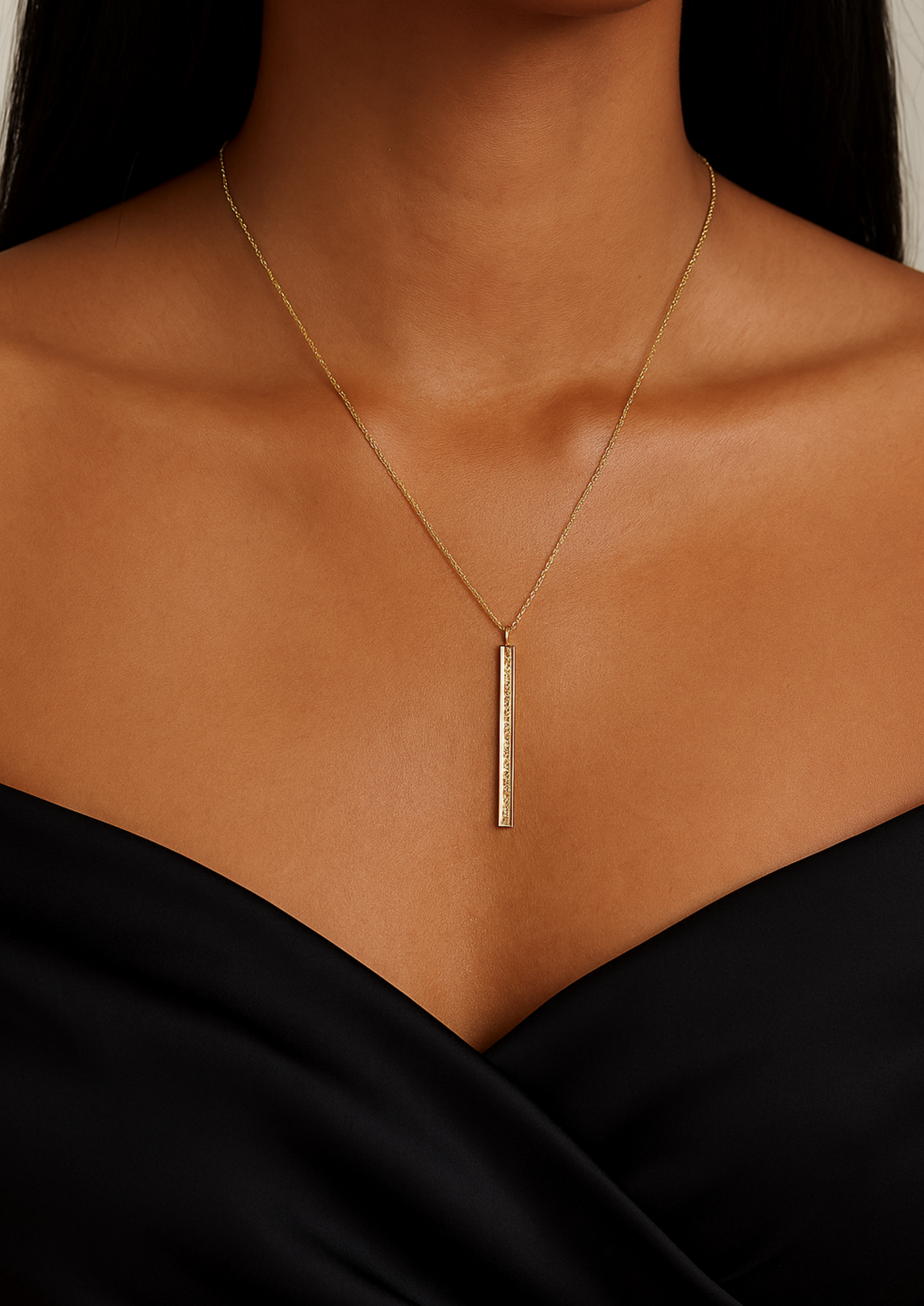 9ct Solid Gold Glitter Ladder Necklace 18"