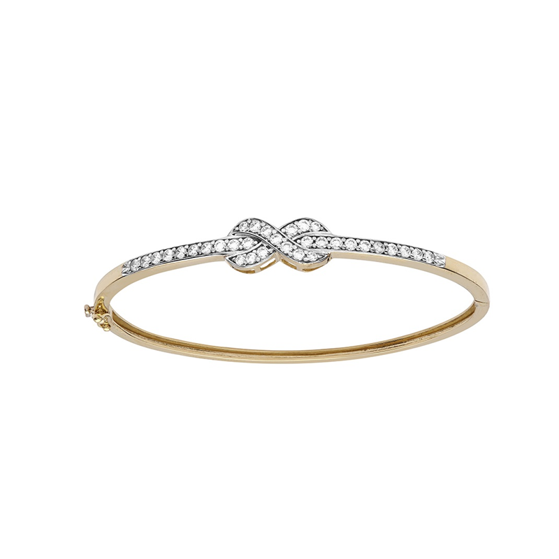 9ct Solid Gold Cubic Zirkonia Ladies Infinity Bangle