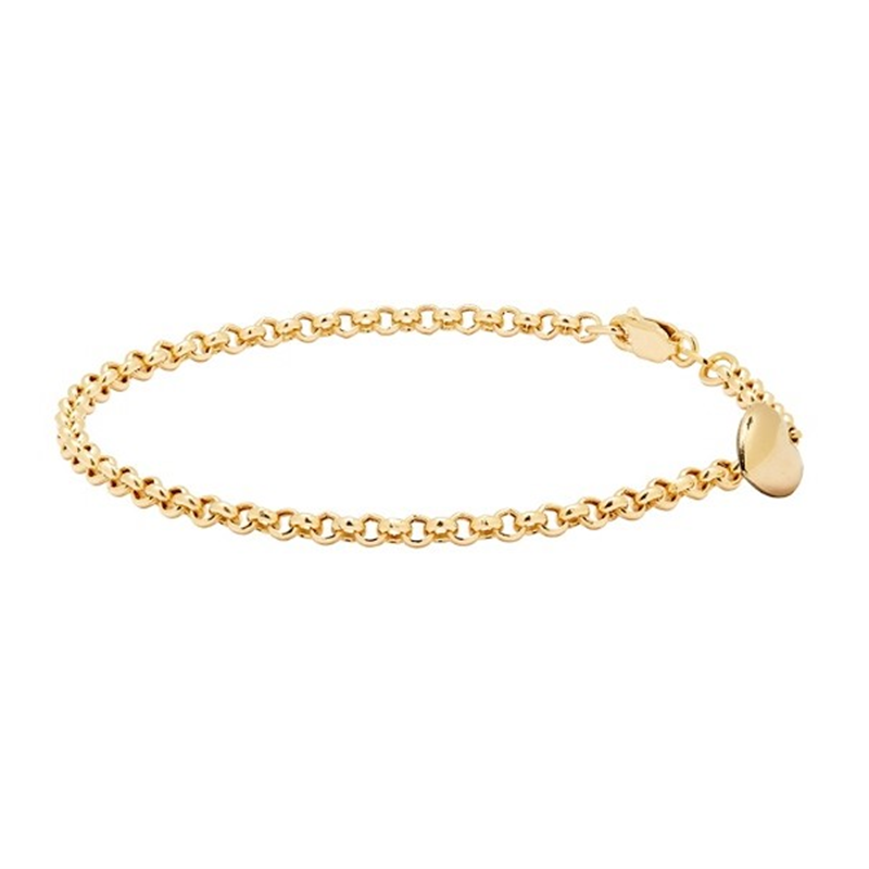 14ct Solid Gold Belcher Bracelet with Heart Charm