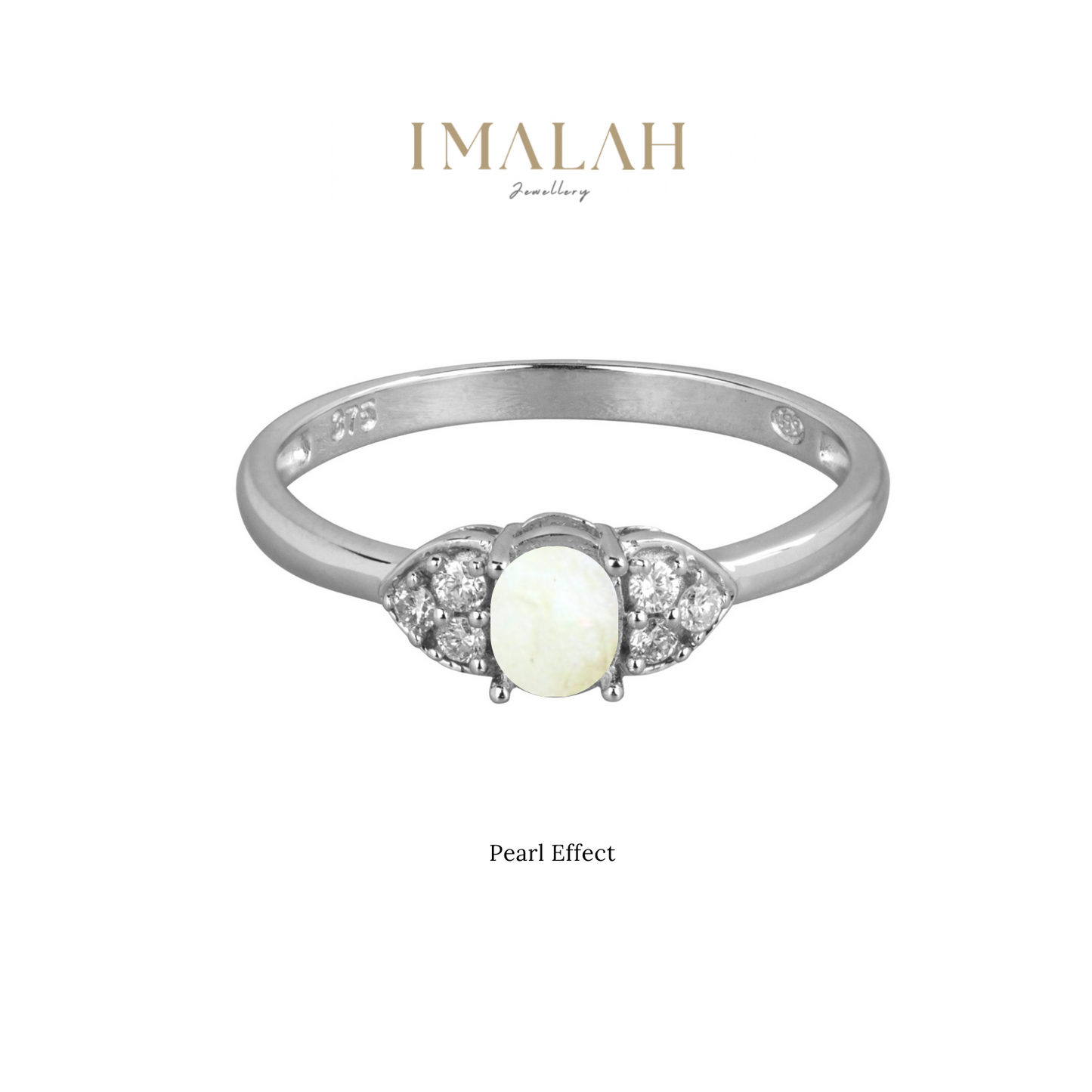 OVAL Ring (9ct White Gold, 6 Diamonds)