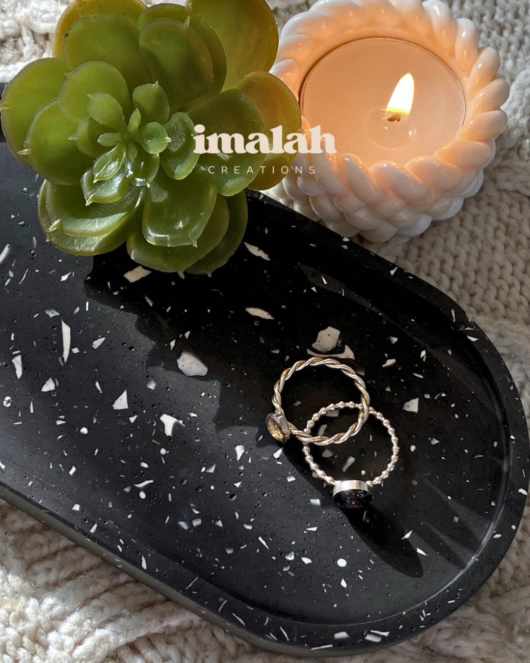 Black Terrazzo Oval tray, Fathersday Gift, Bathroom Tray, Vanity table Tray