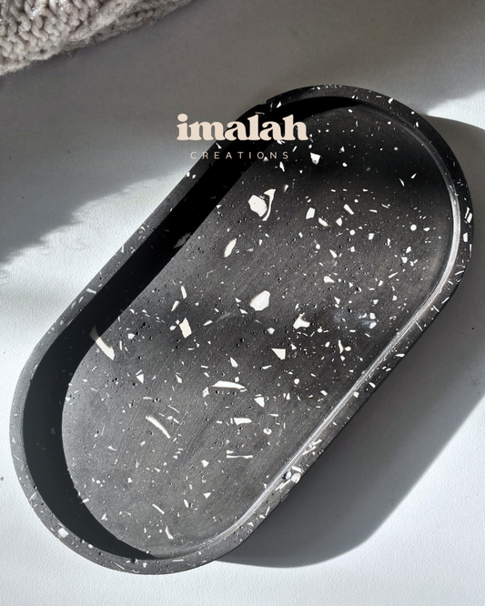 Black Terrazzo Oval tray, Fathersday Gift, Bathroom Tray, Vanity table Tray