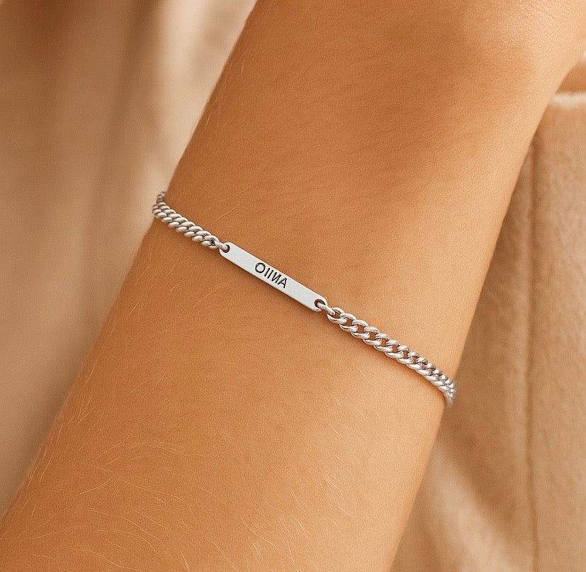 Personaliseable Nametag Bracelet 925 Sterling Silver