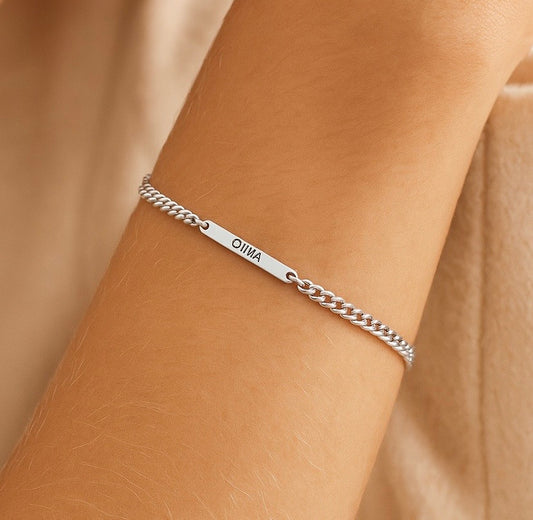 Personaliseable Nametag Bracelet 925 Sterling Silver