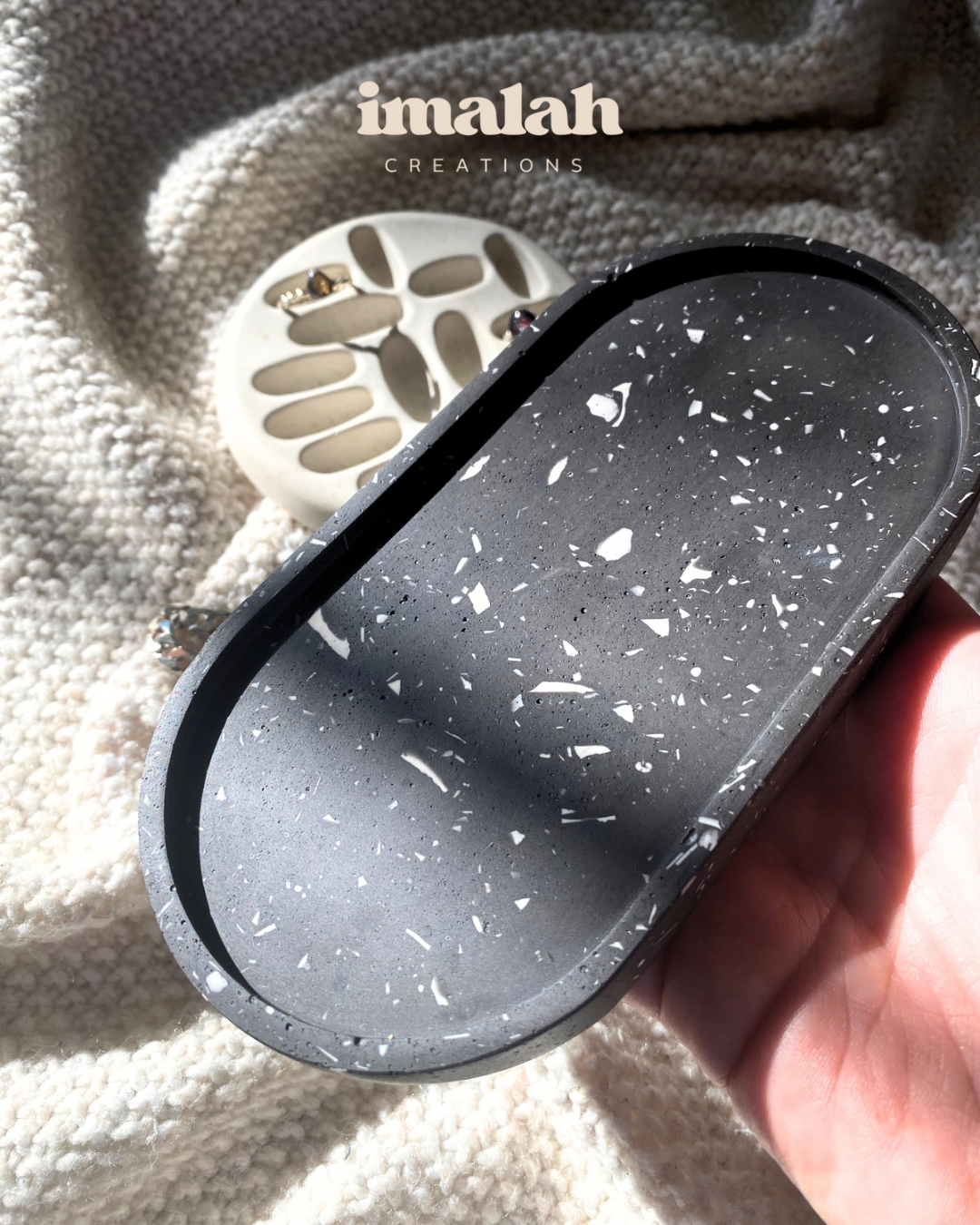 Black Terrazzo Oval tray, Fathersday Gift, Bathroom Tray, Vanity table Tray