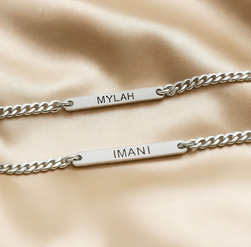 Personaliseable Nametag Bracelet 925 Sterling Silver