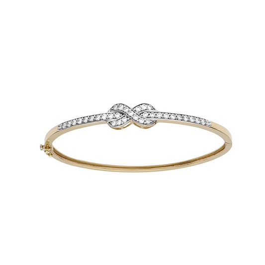9ct Solid Gold Cubic Zirkonia Ladies Infinity Bangle