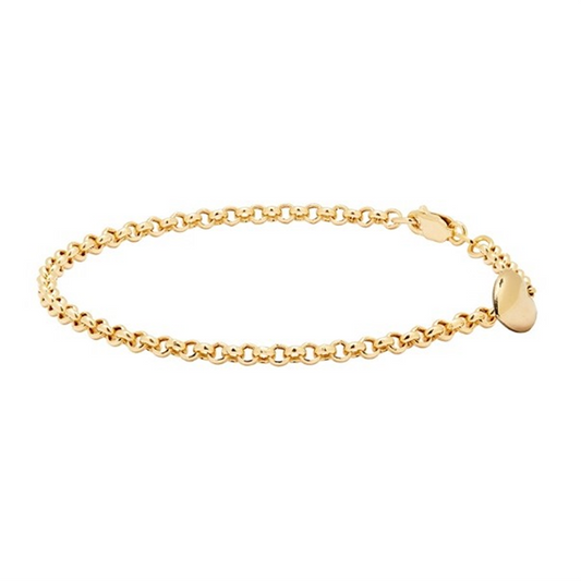 14ct Solid Gold Belcher Bracelet with Heart Charm
