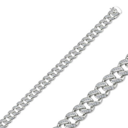 Silver Cubic Zirkonia Curb Chain