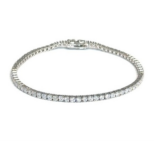 9ct Solid White Gold 3.21ct Lab-grown Diamond Tennis Bracelet